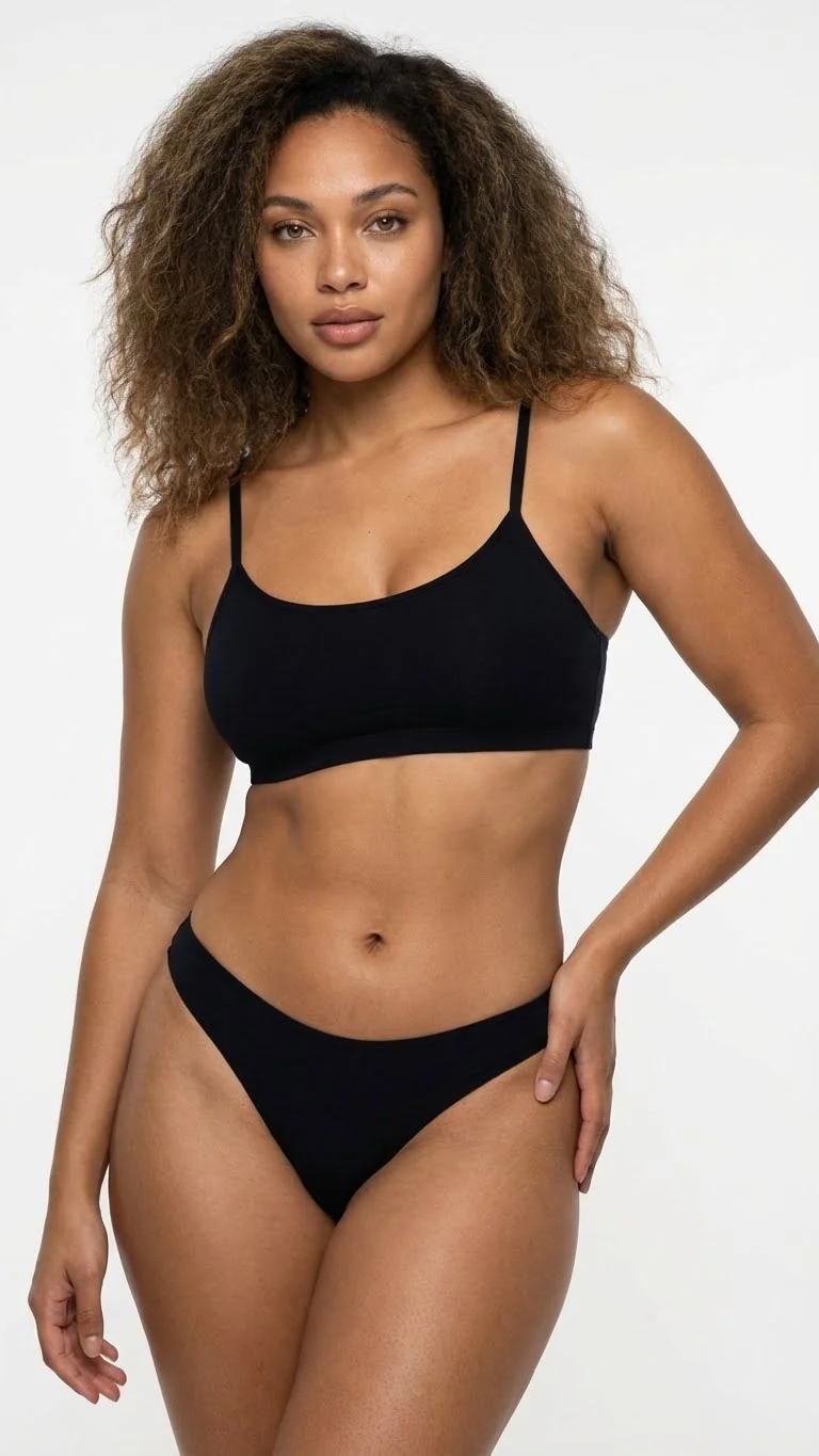 Pamuklu Siyah Brazilian Külot - Ön Görünüm